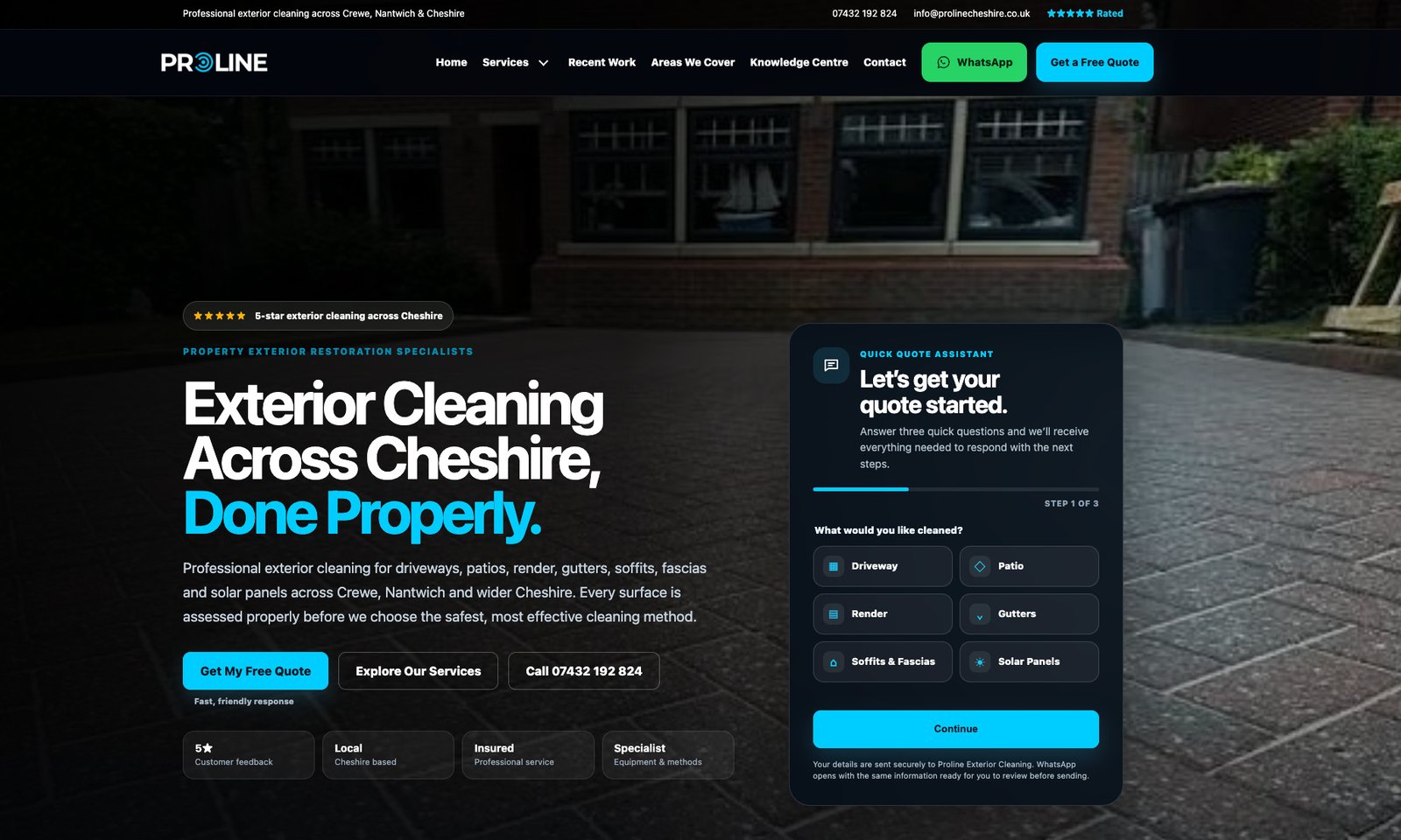 Proline Cheshire website designed by Crafted Pixel